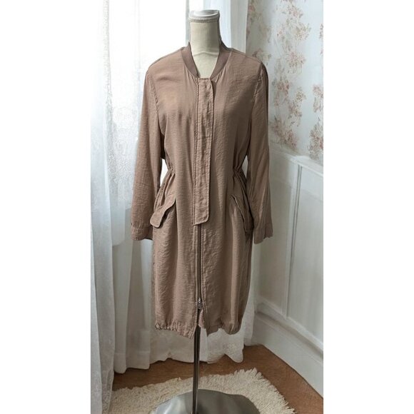 AllSaints Elio Bomber Parka Long Utility Cargo Duster Coat Size 6 - Picture 2 of 15